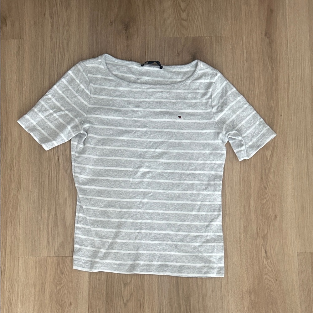 Tommy Hilfiger Light Gray Striped Tee